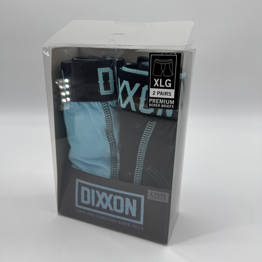 Dixxon Premium Boxer Briefs Mens XLG Blue Black New 2-Pack Cotton Spandex Biker